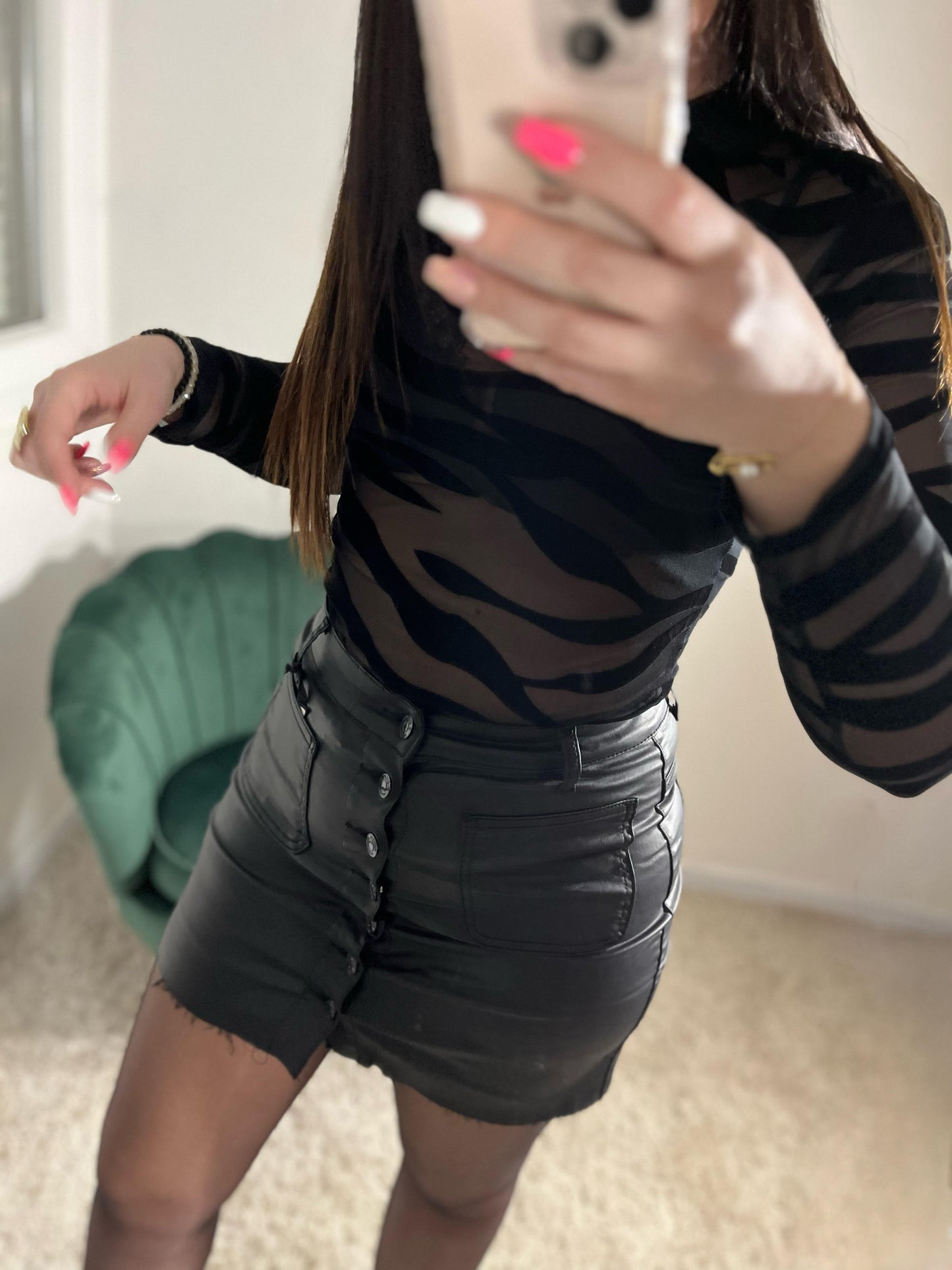 Jupe simili cuir noire