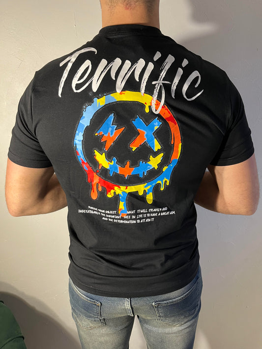 Tee-shirt smiley noir